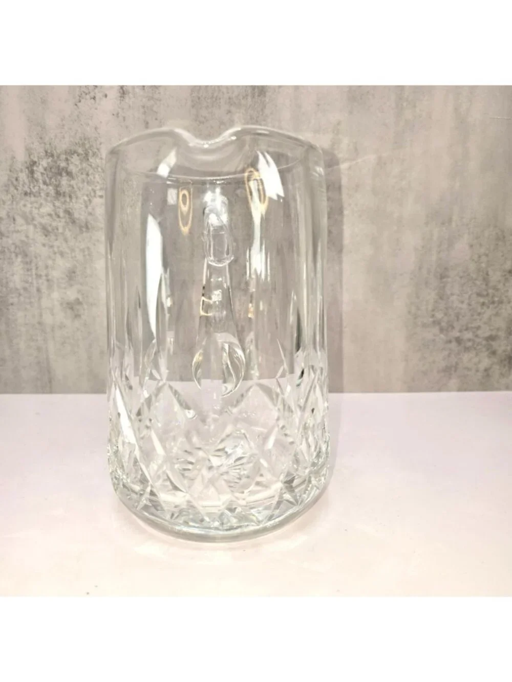 Glass Pitcher With Handle Diamond Pattern Vintage Waterford Lismore? CM2321